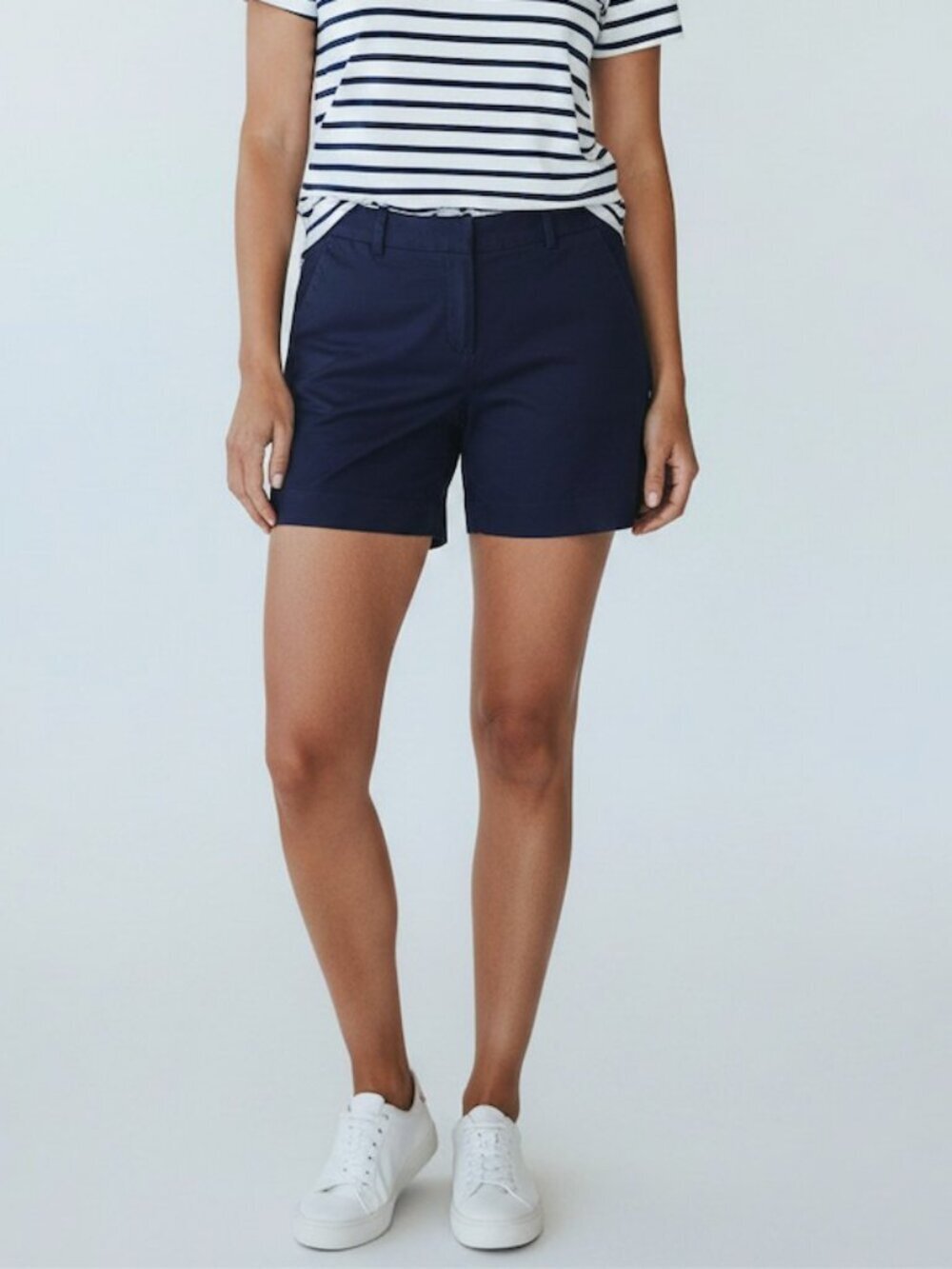 Talbots Deep Navy Flat Front 6" Bermuda Shorts, 8 Petite